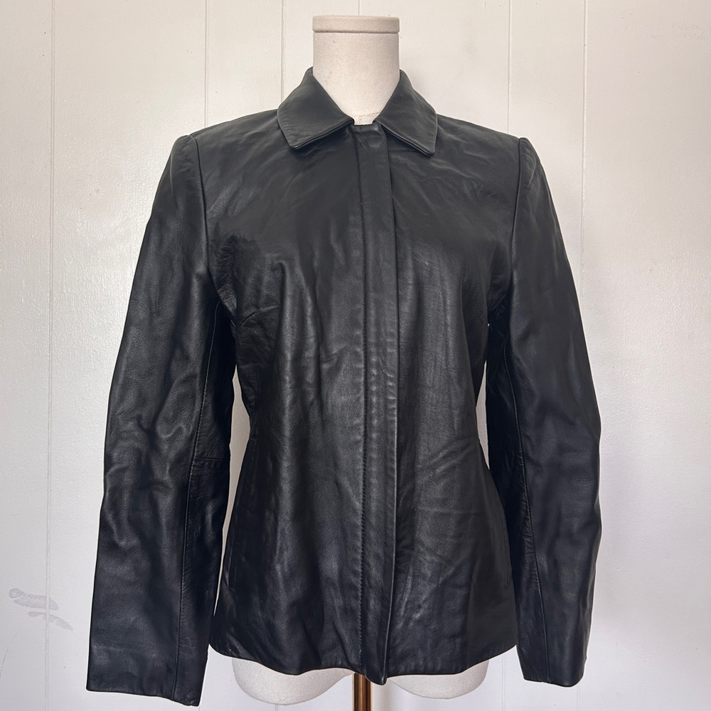 Valerie Steven’s Classic Black Leather size Petite Small Jacket 90s vibe